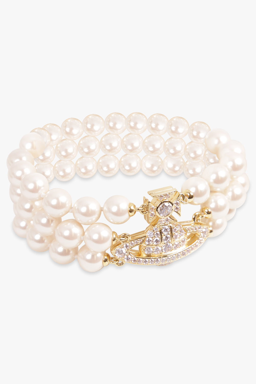 VIVIENNE WESTWOOD JEWELLERY GOLD / White/Gold Graziella Three Row Pearl Bracelet | White/Gold