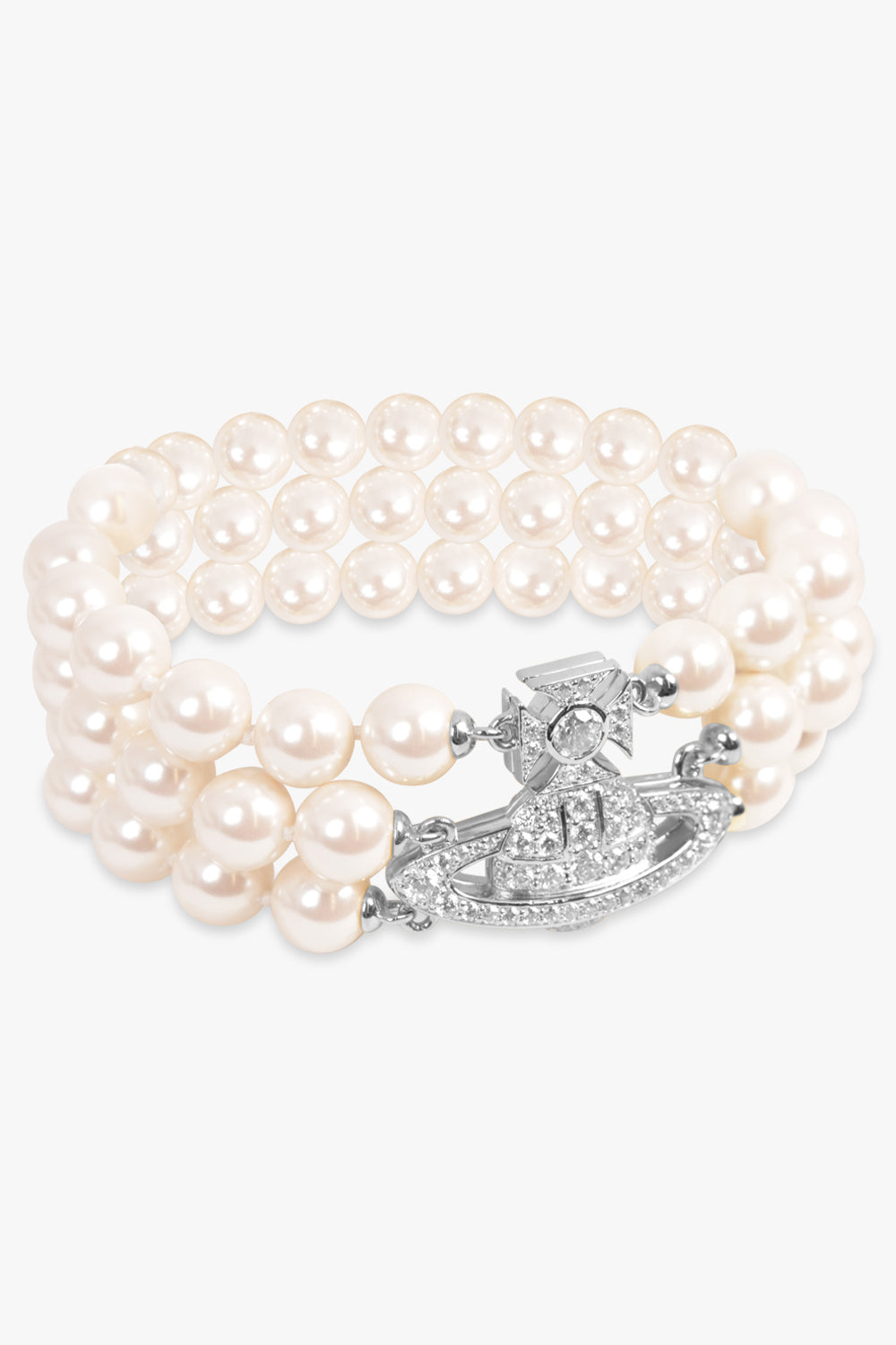 VIVIENNE WESTWOOD JEWELLERY SILVER / White/Silver Graziella Three Row Pearl Bracelet | White/Silver