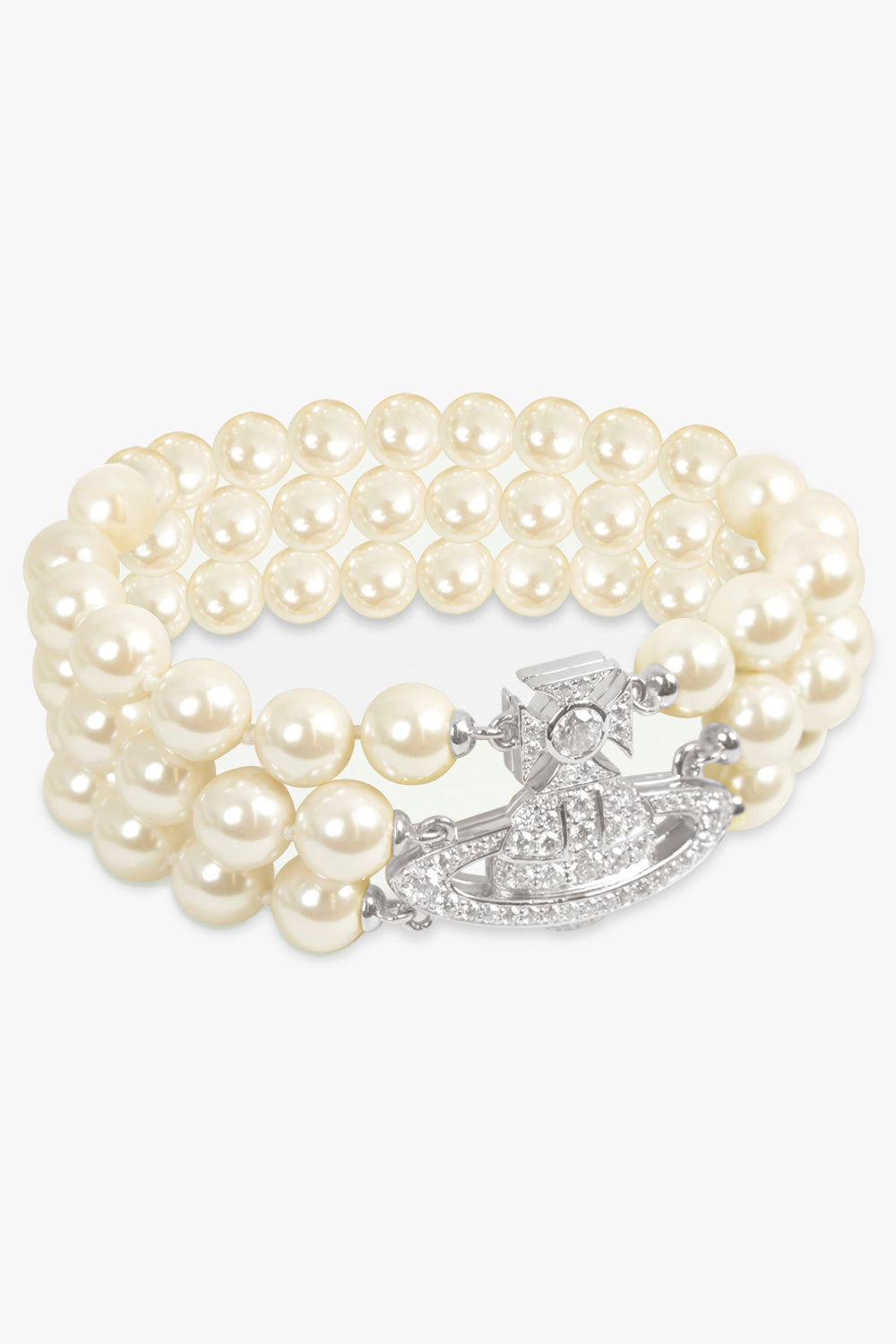 VIVIENNE WESTWOOD JEWELLERY SILVER / White/Silver Graziella Three Row Pearl Bracelet | White/Silver
