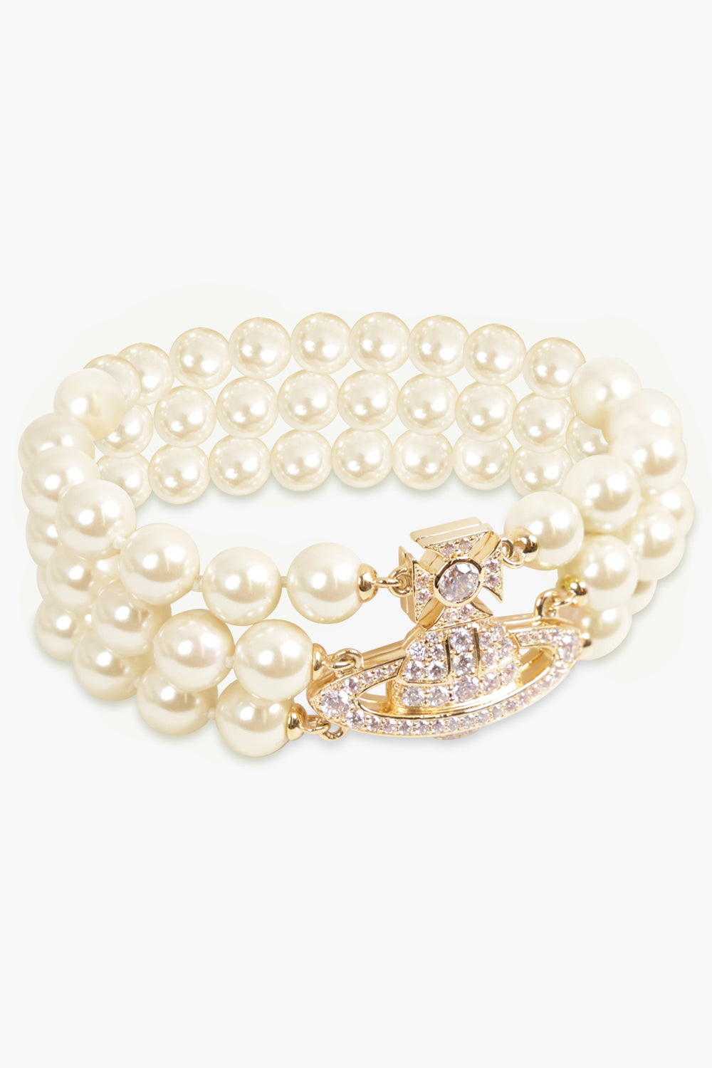 VIVIENNE WESTWOOD JEWELLERY GOLD / White/Gold Graziella Three Row Pearl Bracelet | White/Gold