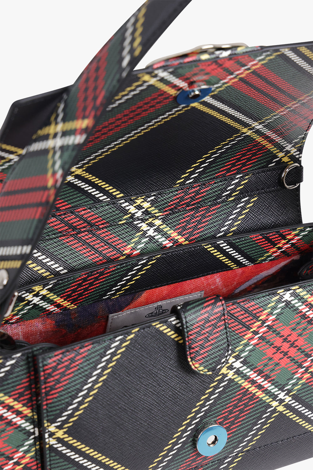 VIVIENNE WESTWOOD BAGS PATTERN / Tartan/Silver Hazel Silhouette Orb Medium Print Handbag | Tartan