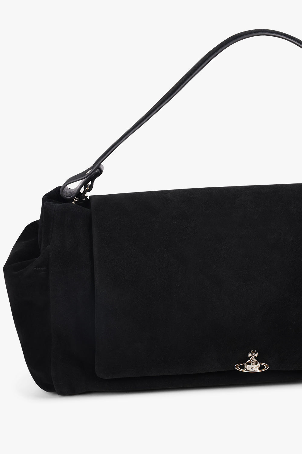 VIVIENNE WESTWOOD BAGS BLACK / Black Hazel XL Suede Handbag | Black