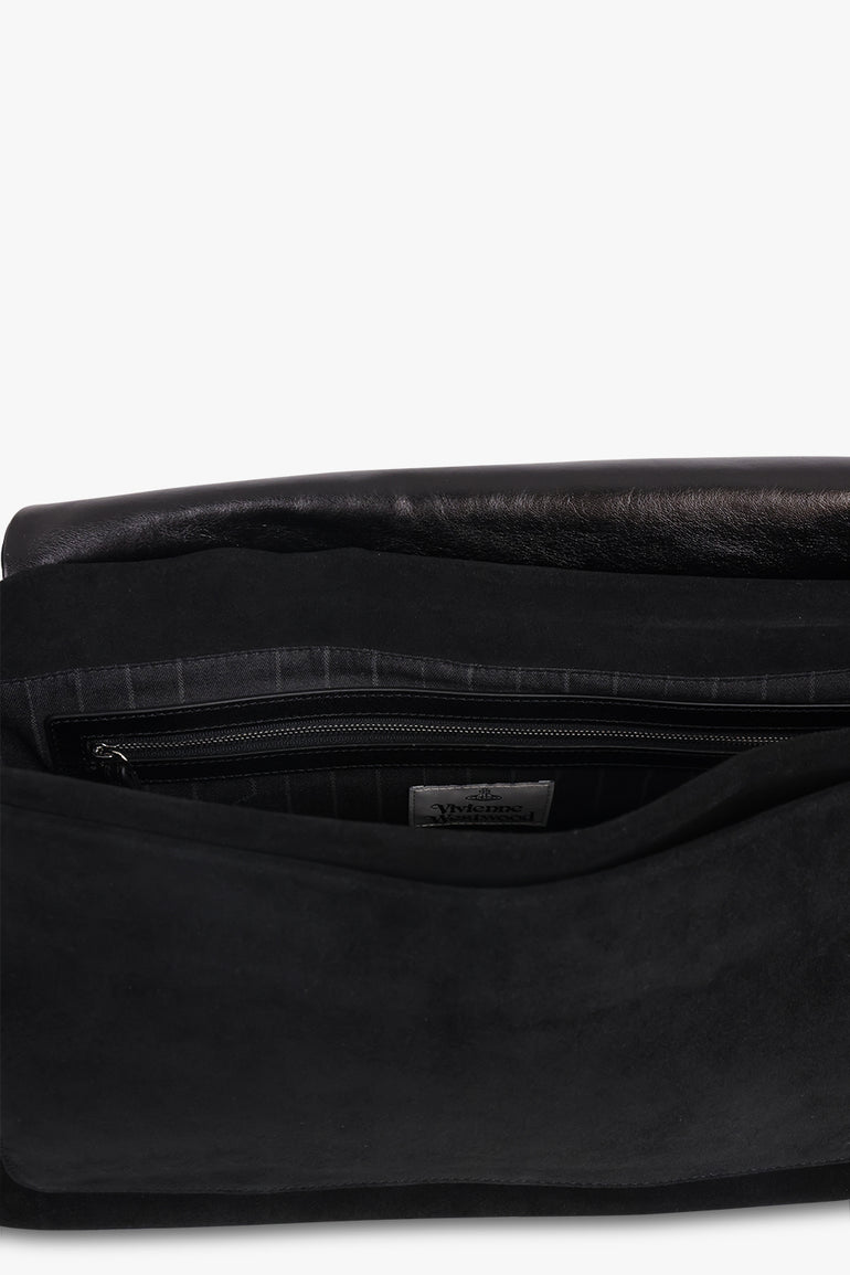 VIVIENNE WESTWOOD BAGS BLACK / Black Hazel XL Suede Handbag | Black
