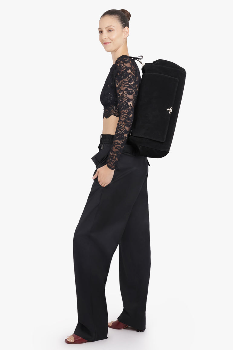 VIVIENNE WESTWOOD BAGS BLACK / Black Hazel XL Suede Handbag | Black