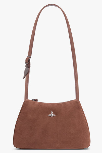 Kate Suede Shoulder Bag | Chocolate Brown – Parlour X