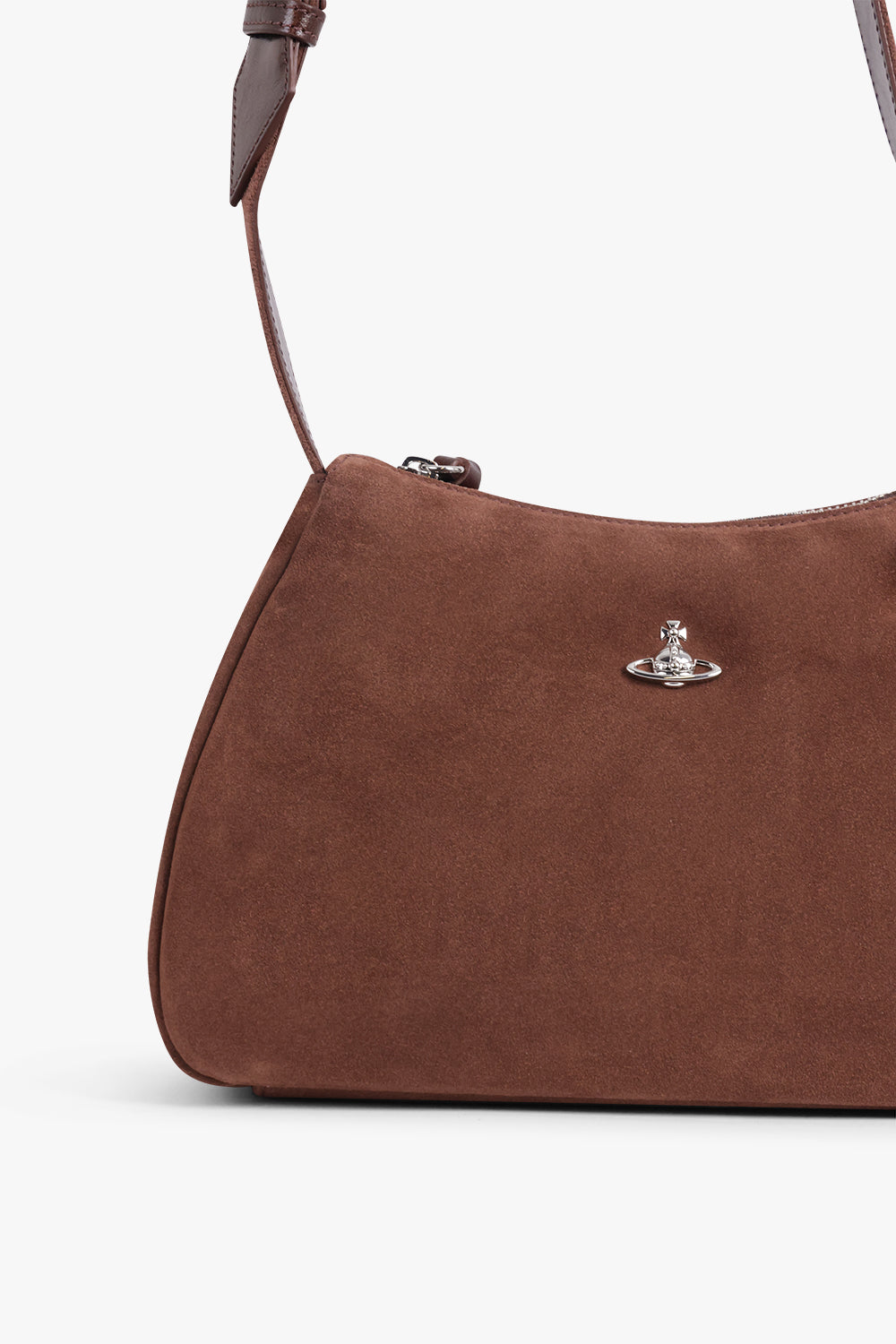 Kate Suede Shoulder Bag | Chocolate Brown – Parlour X