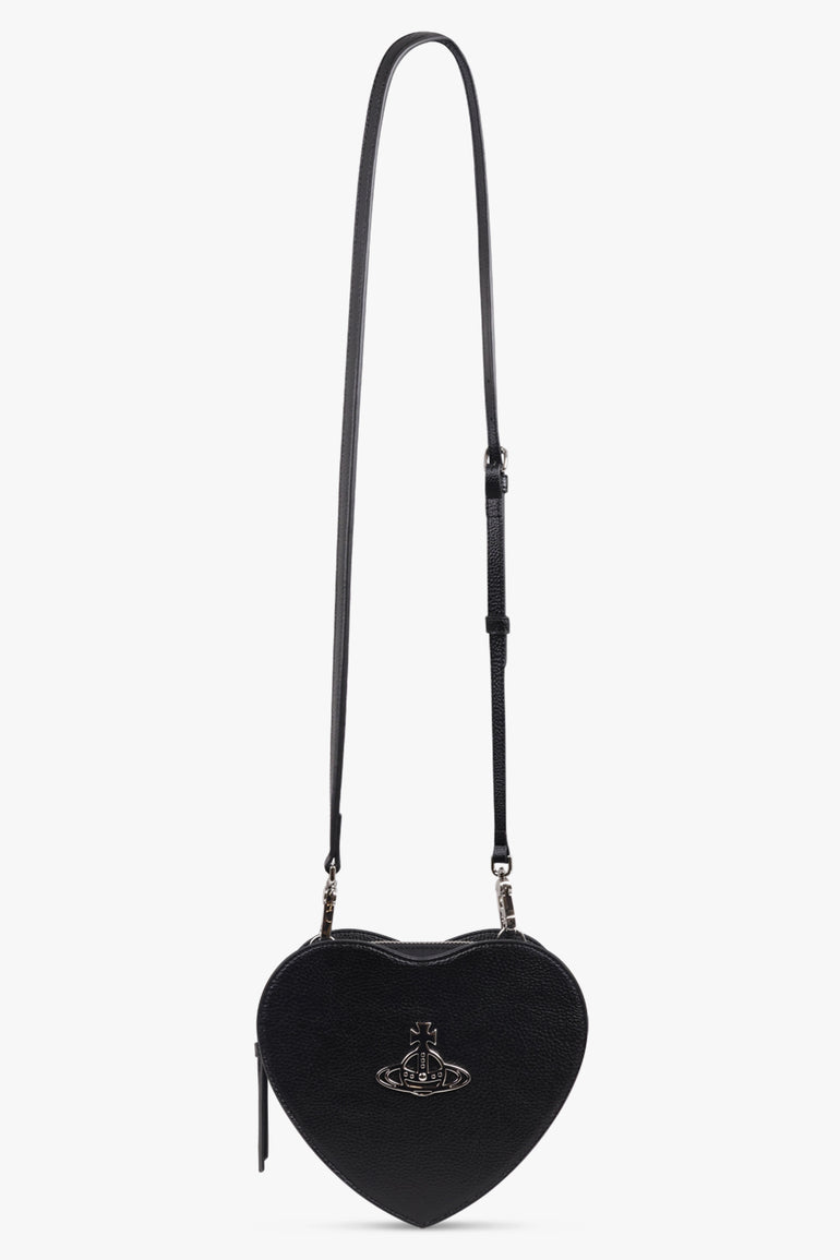 VIVIENNE WESTWOOD BAGS BLACK / Black Louise Heart Crossbody Bag | Black/Silver