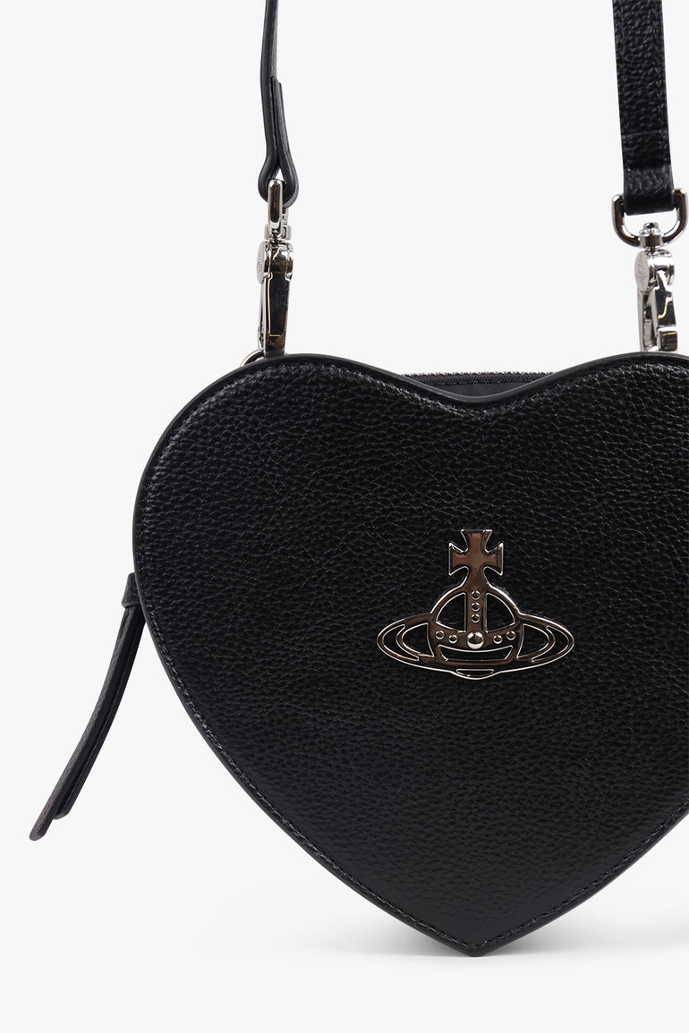 VIVIENNE WESTWOOD BAGS BLACK / Black Louise Heart Crossbody Bag | Black/Silver