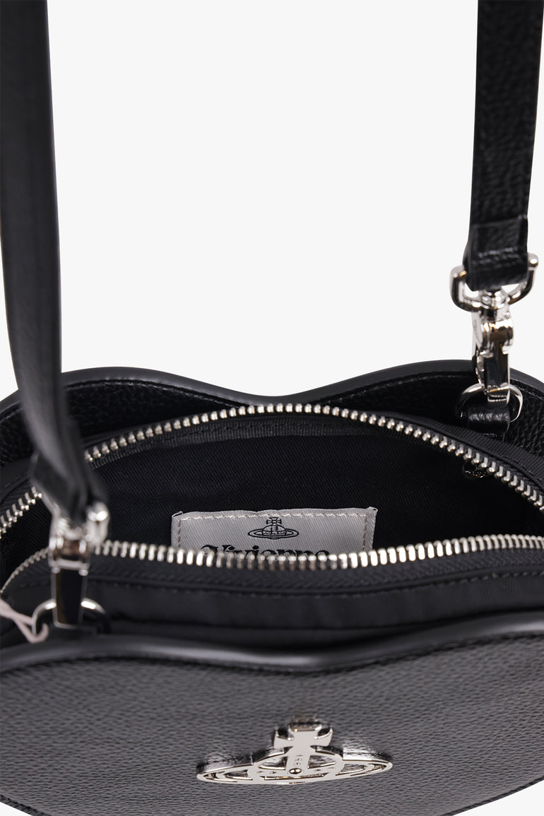 VIVIENNE WESTWOOD BAGS BLACK / Black Louise Heart Crossbody Bag | Black/Silver