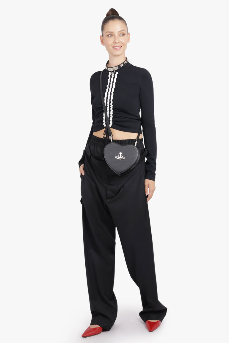 VIVIENNE WESTWOOD BAGS BLACK / Black Louise Heart Crossbody Bag | Black/Silver