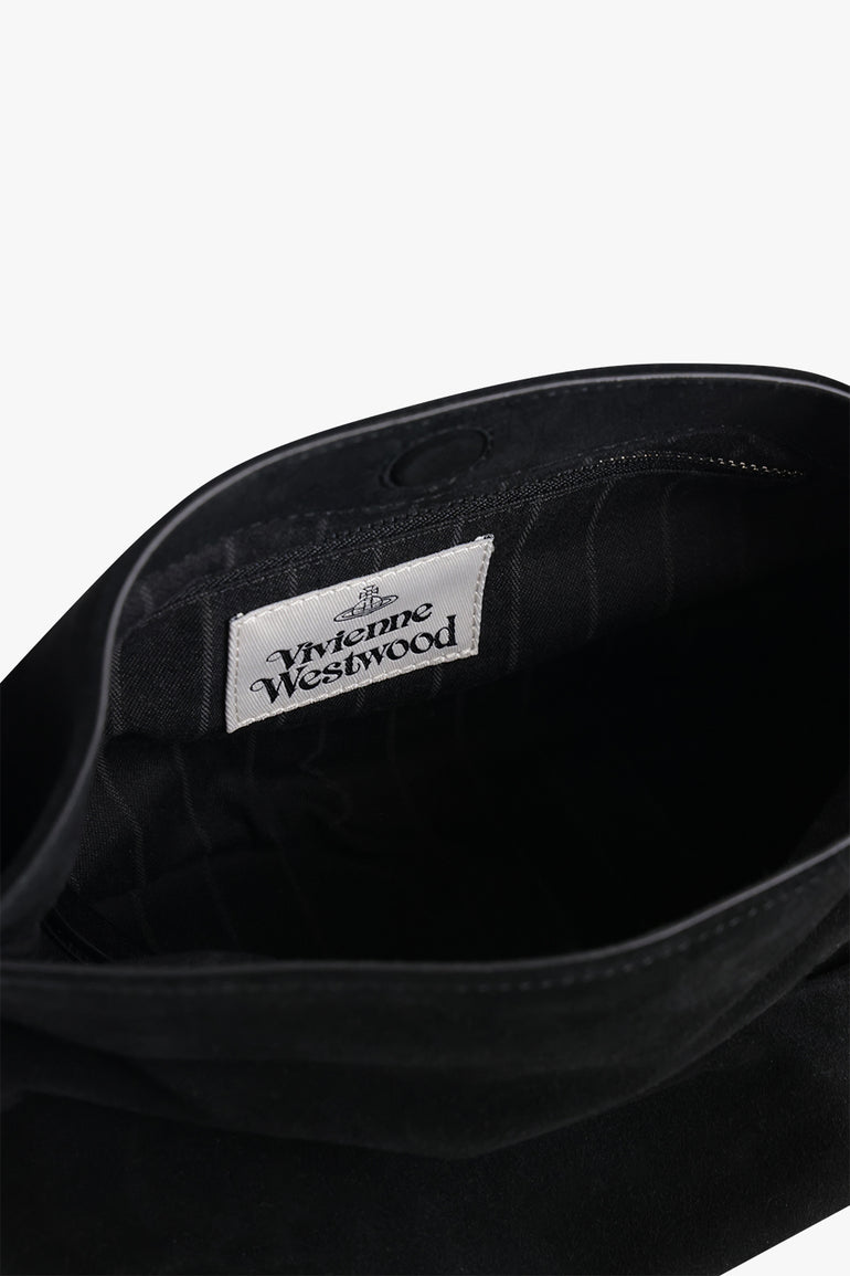VIVIENNE WESTWOOD BAGS BLACK / Black Maxime Small Suede Crossbody Bag | Black