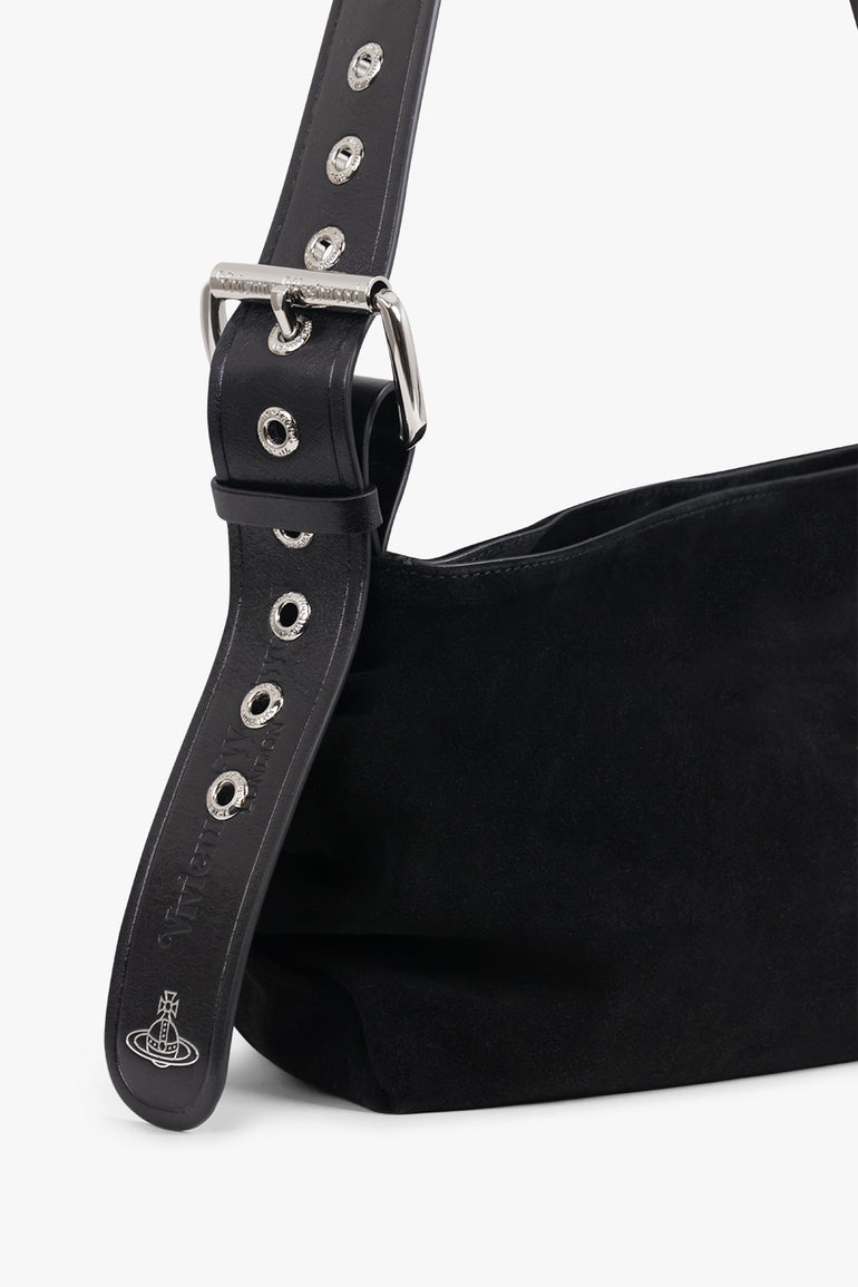 VIVIENNE WESTWOOD BAGS BLACK / Black Maxime Small Suede Crossbody Bag | Black