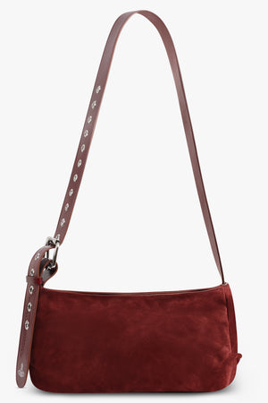 VIVIENNE WESTWOOD BAGS BURGUNDY / Burgundy Maxime Small Suede Crossbody Bag | Burgundy