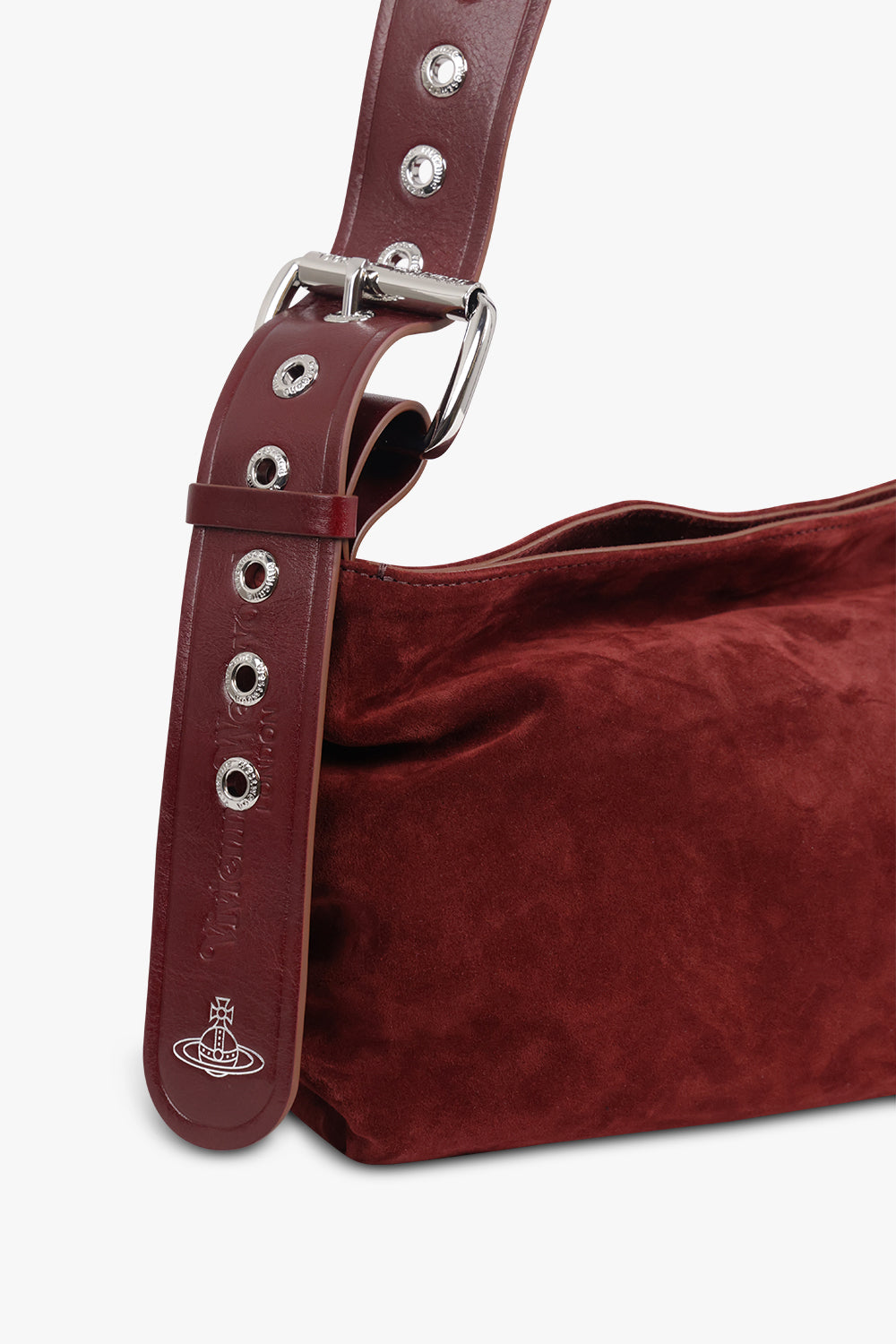 VIVIENNE WESTWOOD BAGS BURGUNDY / Burgundy Maxime Small Suede Crossbody Bag | Burgundy