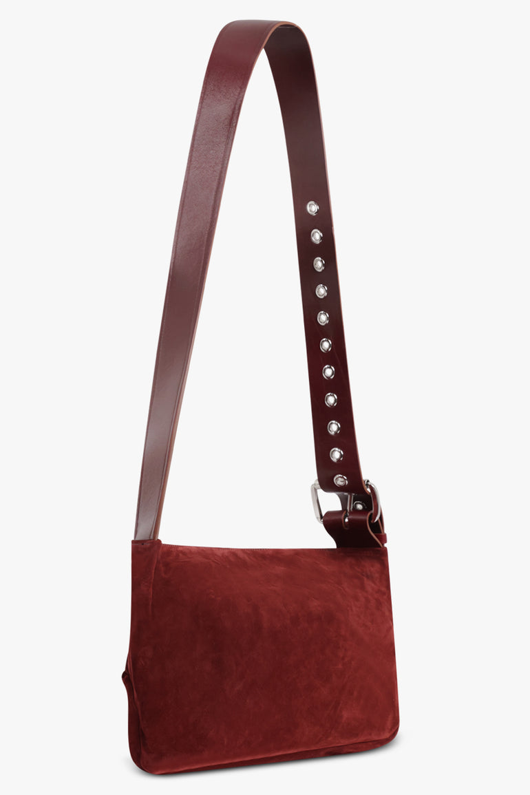 VIVIENNE WESTWOOD BAGS BURGUNDY / Burgundy Maxime Small Suede Crossbody Bag | Burgundy