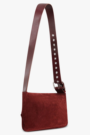 VIVIENNE WESTWOOD BAGS BURGUNDY / Burgundy Maxime Small Suede Crossbody Bag | Burgundy