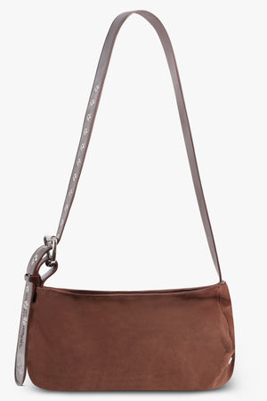 VIVIENNE WESTWOOD BAGS BROWN / Chocolate Brown Maxime Small Suede Crossbody Bag | Chocolate Brown