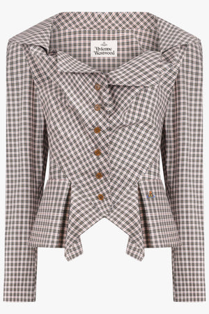 VIVIENNE WESTWOOD RTW Monday Check Print L/S Button Shirt | Brown/Off White