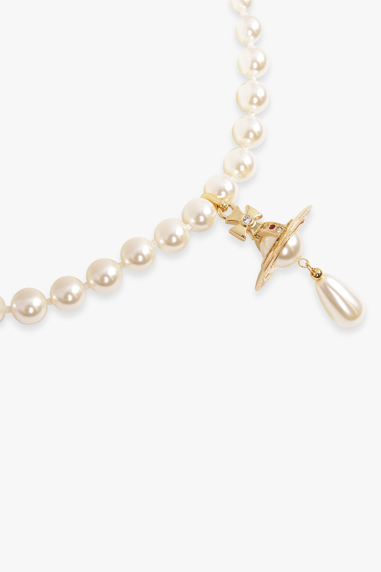 VIVIENNE WESTWOOD JEWELLERY GOLD / White/Gold One Row Pearl Drop Choker | White/Gold