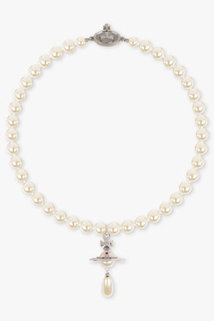 VIVIENNE WESTWOOD JEWELLRY SILVER / White/Silver One Row Pearl Drop Choker | White/Silver