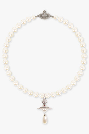 VIVIENNE WESTWOOD JEWELLRY SILVER / White/Silver One Row Pearl Drop Choker | White/Silver
