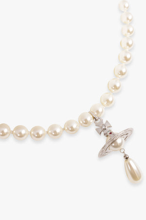 VIVIENNE WESTWOOD JEWELLRY SILVER / White/Silver One Row Pearl Drop Choker | White/Silver