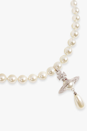 VIVIENNE WESTWOOD JEWELLRY SILVER / White/Silver One Row Pearl Drop Choker | White/Silver