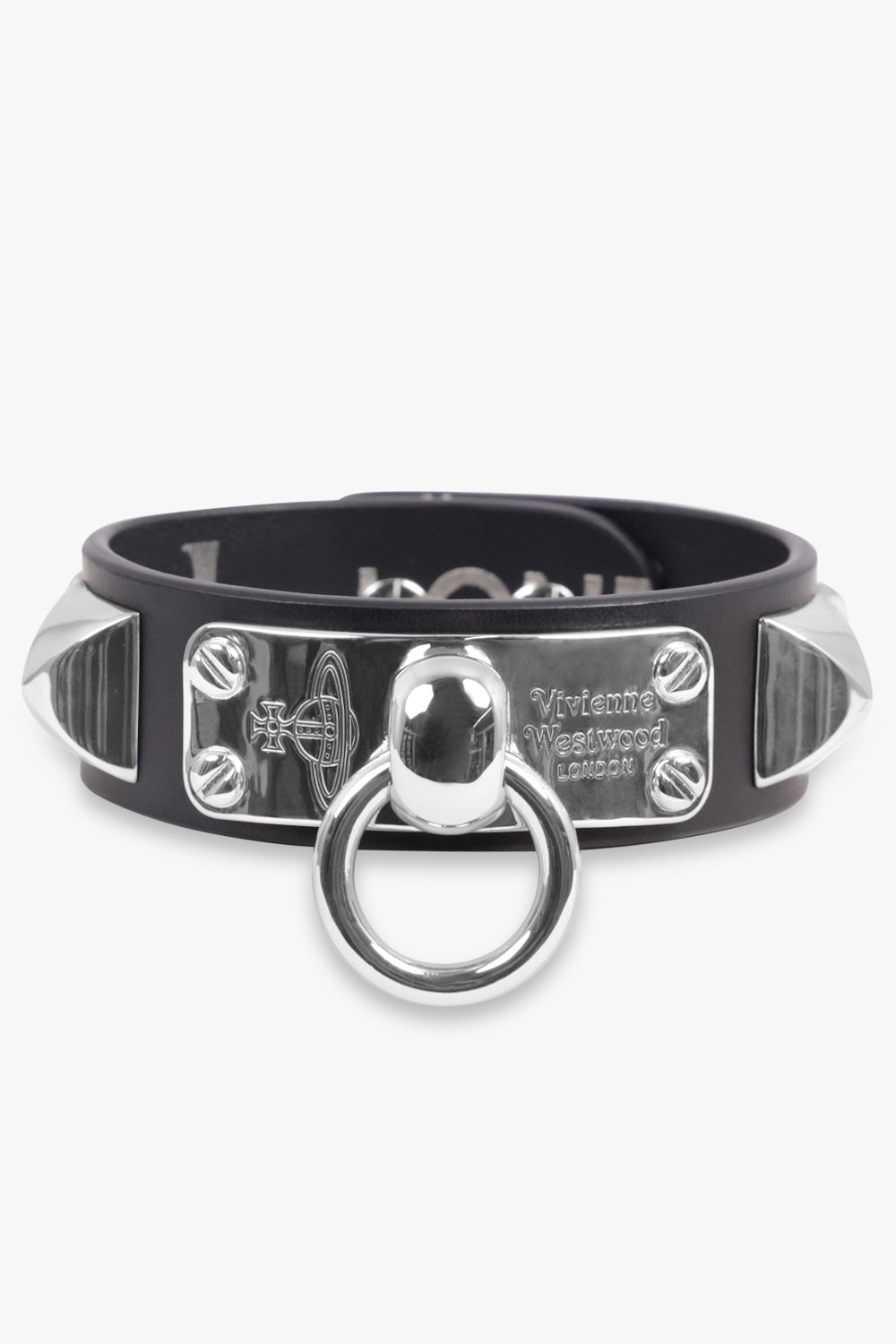 VIVIENNE WESTWOOD JEWELLERY SILVER / Black/Silver Paulo Stud Cuff | Black/Silver