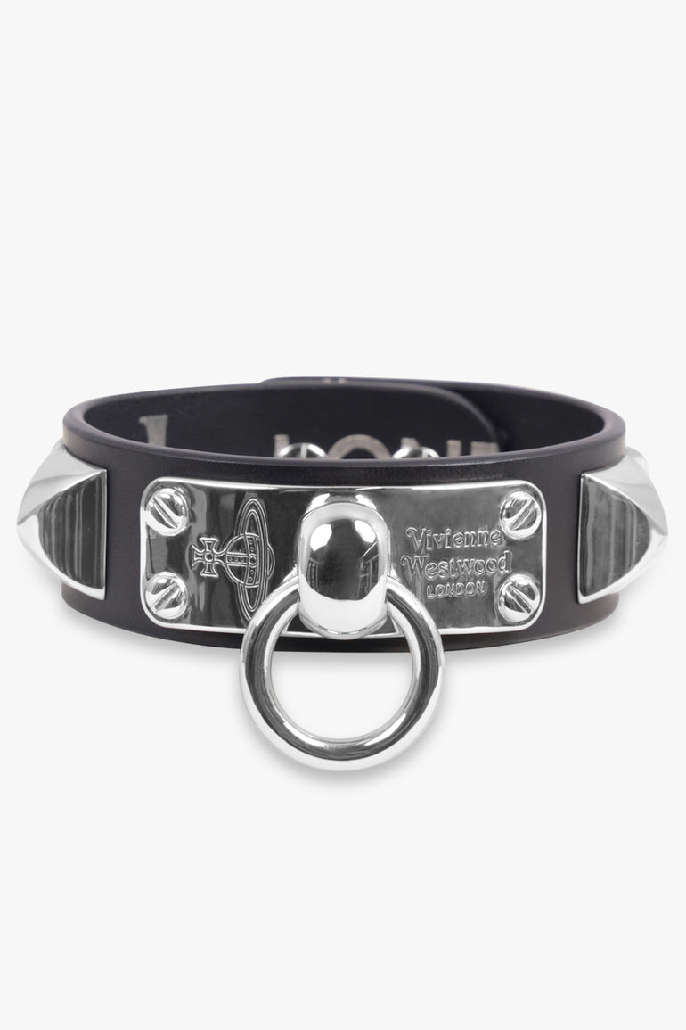 VIVIENNE WESTWOOD JEWELLERY SILVER / Black/Silver Paulo Stud Cuff | Black/Silver