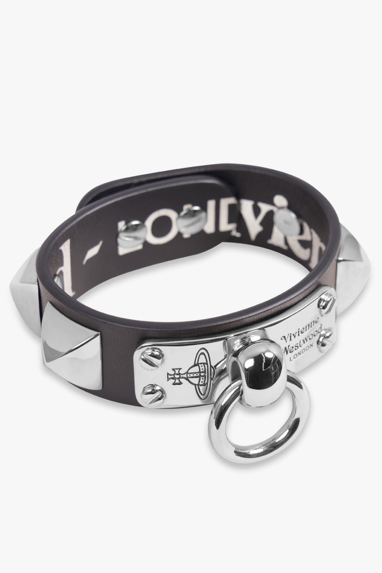 VIVIENNE WESTWOOD JEWELLERY SILVER / Black/Silver Paulo Stud Cuff | Black/Silver