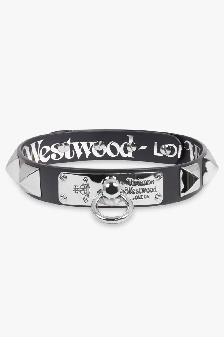 VIVIENNE WESTWOOD JEWELLERY SILVER / Black/Silver Polly Stud Choker | Black/Silver