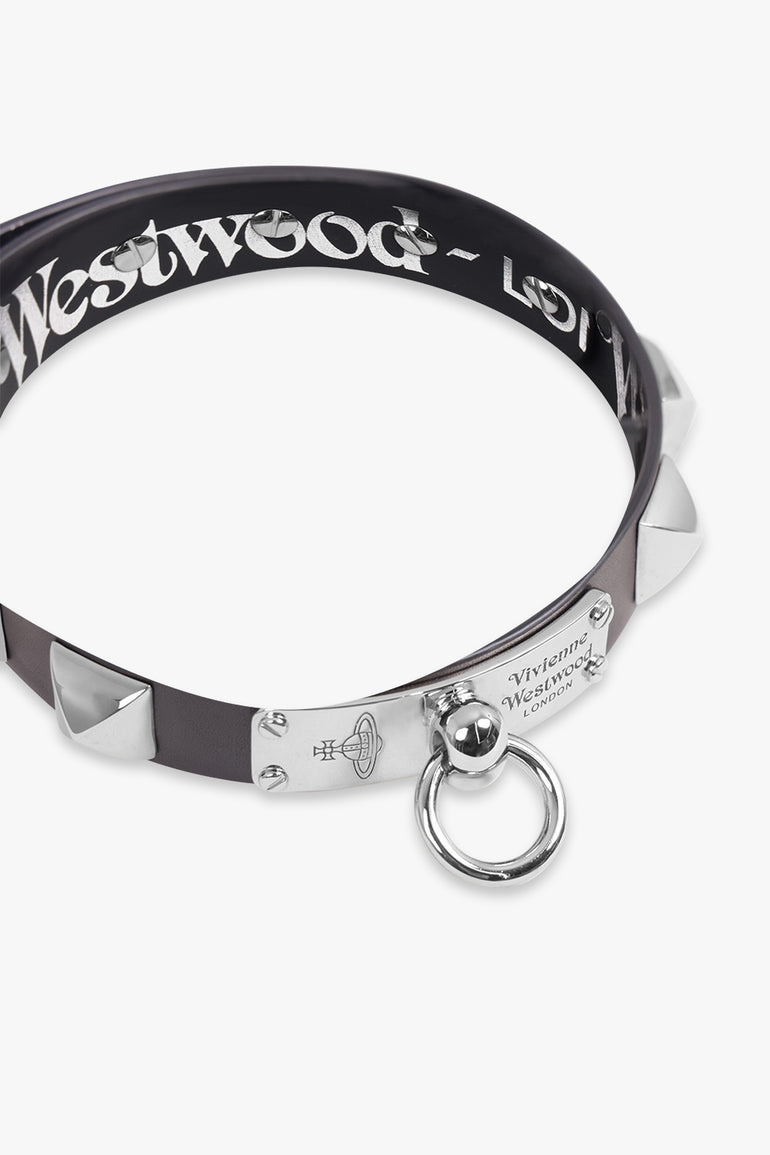 VIVIENNE WESTWOOD JEWELLERY SILVER / Black/Silver Polly Stud Choker | Black/Silver