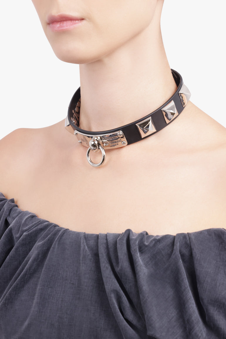 VIVIENNE WESTWOOD JEWELLERY SILVER / Black/Silver Polly Stud Choker | Black/Silver