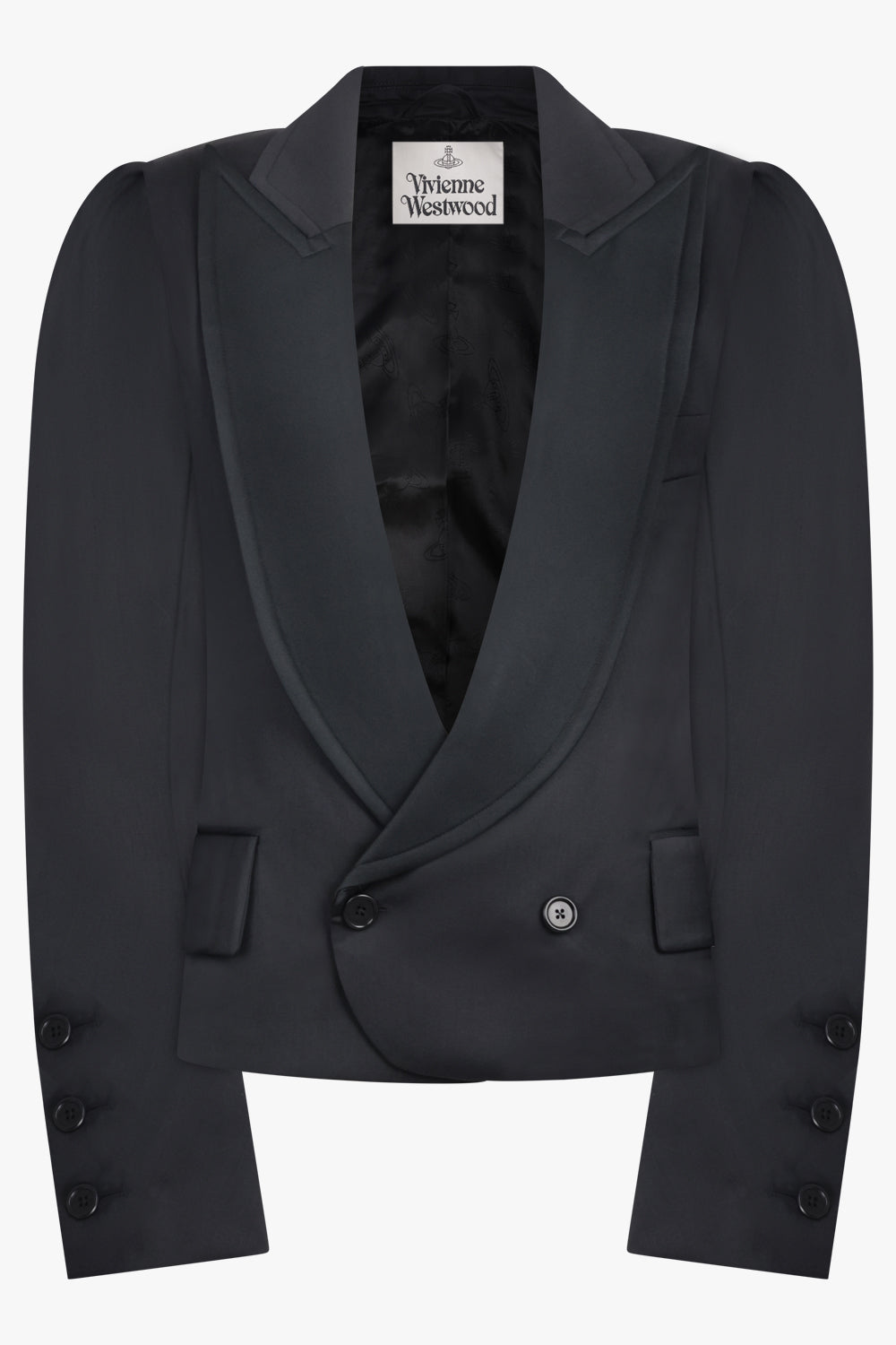 VIVIENNE WESTWOOD RTW Ruched Sleeve Crop Jacket | Black