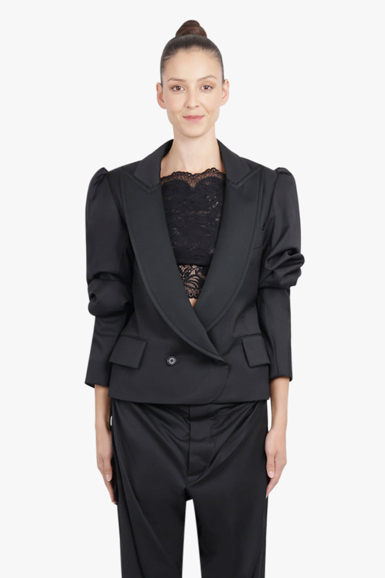 VIVIENNE WESTWOOD RTW Ruched Sleeve Crop Jacket | Black