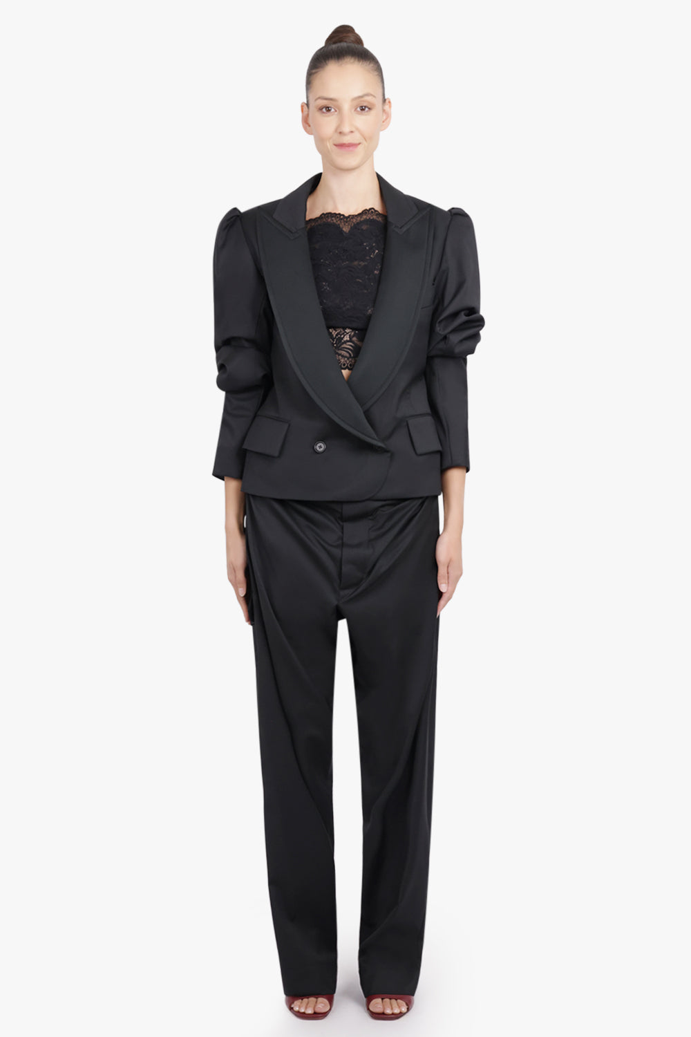 VIVIENNE WESTWOOD RTW Ruched Sleeve Crop Jacket | Black