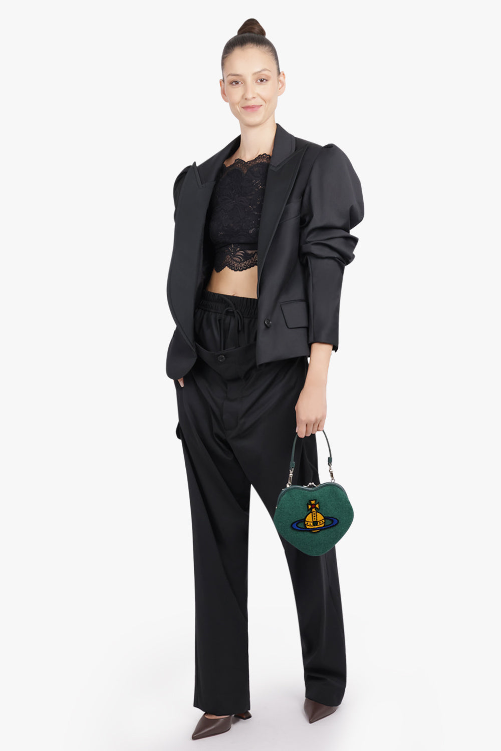 VIVIENNE WESTWOOD RTW Ruched Sleeve Crop Jacket | Black