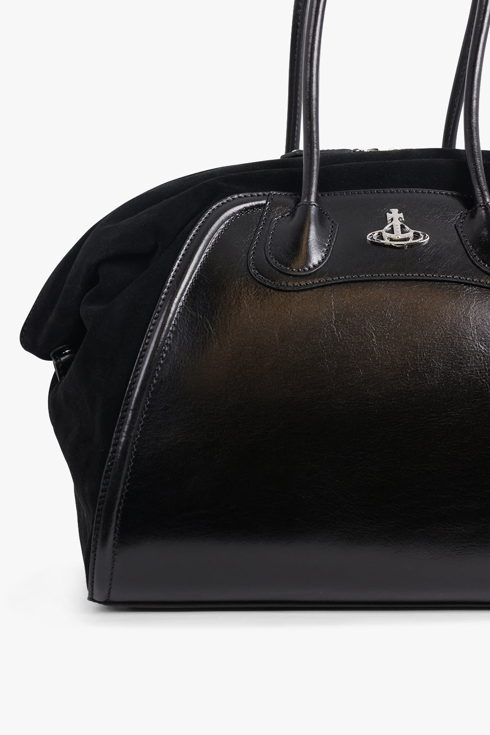 VIVIENNE WESTWOOD BAGS BLACK / Black Shirley Silhouette Orb Large Shoulder Bag | Black