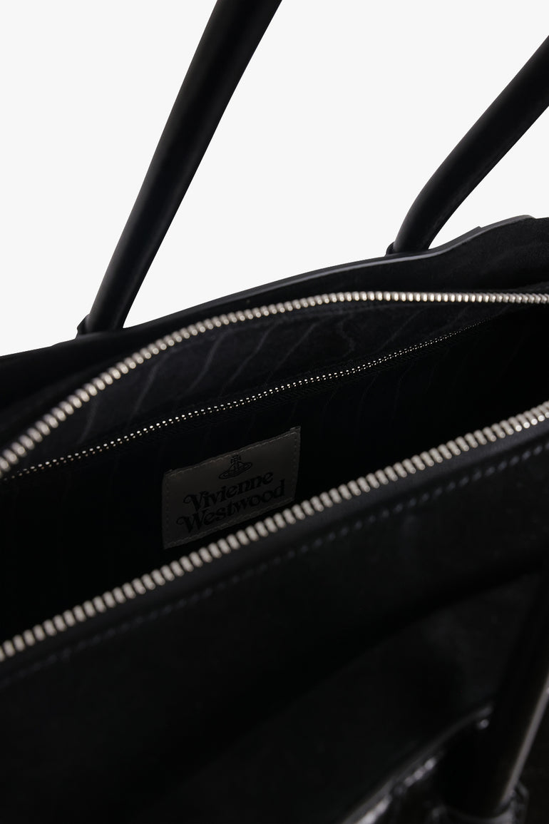 VIVIENNE WESTWOOD BAGS BLACK / Black Shirley Silhouette Orb Large Shoulder Bag | Black