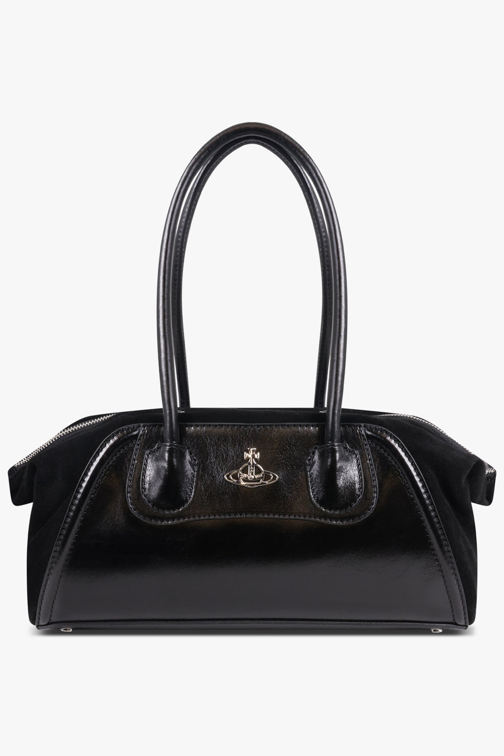 VIVIENNE WESTWOOD BAGS BLACK / Black Shirley Silhouette Orb Small Shoulder Bag | Black