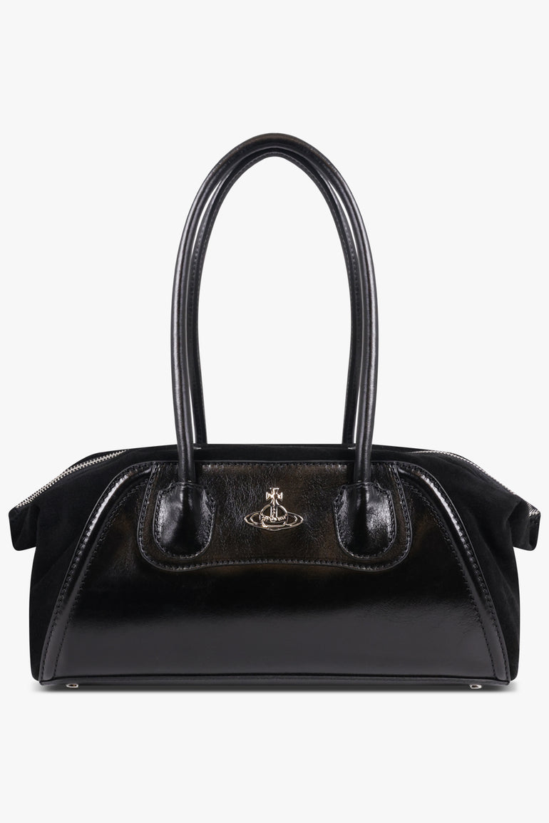 VIVIENNE WESTWOOD BAGS BLACK / Black Shirley Silhouette Orb Small Shoulder Bag | Black