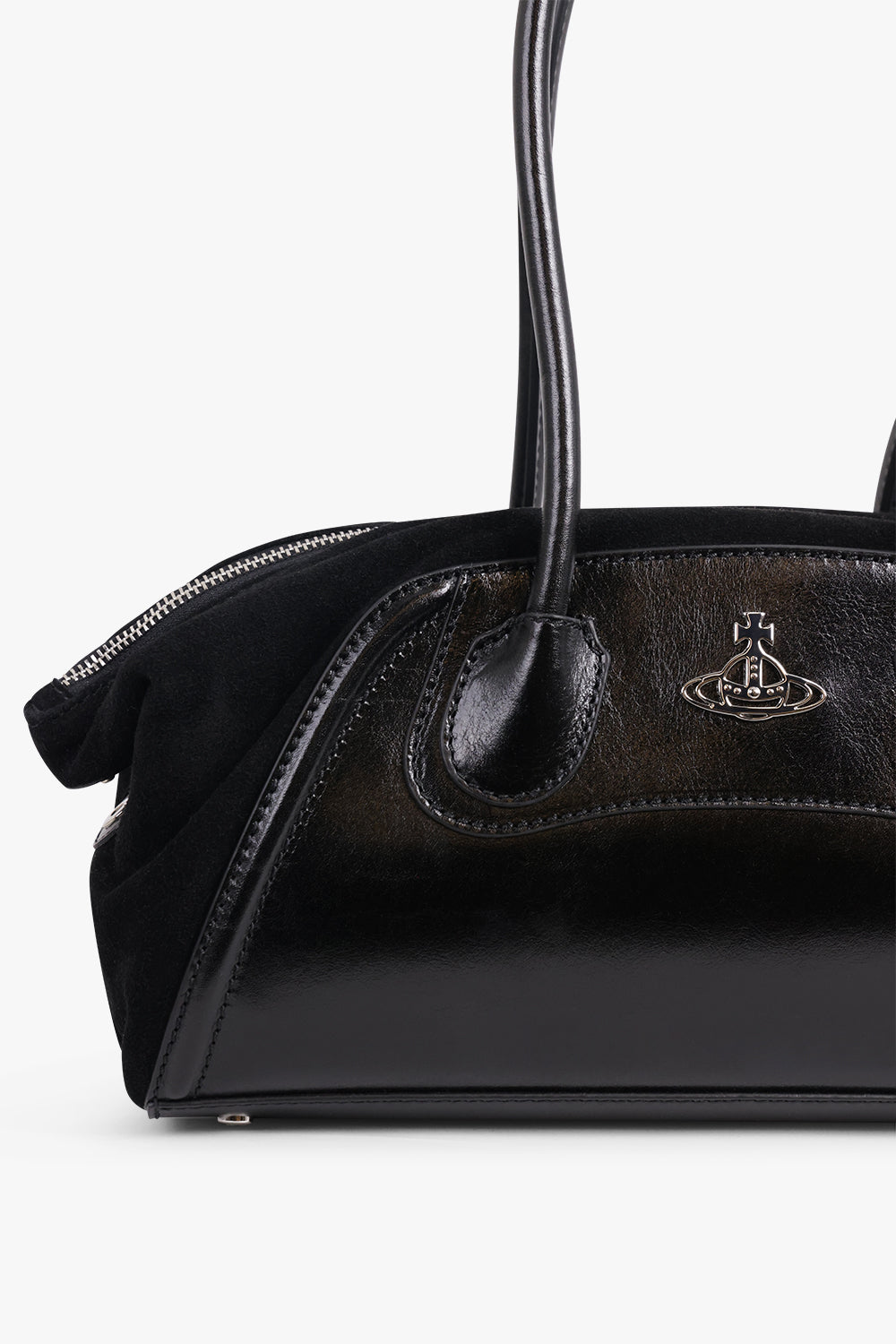 VIVIENNE WESTWOOD BAGS BLACK / Black Shirley Silhouette Orb Small Shoulder Bag | Black