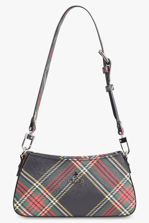VIVIENNE WESTWOOD BAGS PATTERN / Black/Multi Tasha Silhouette Orb Shoulder Print Bag | Tartan