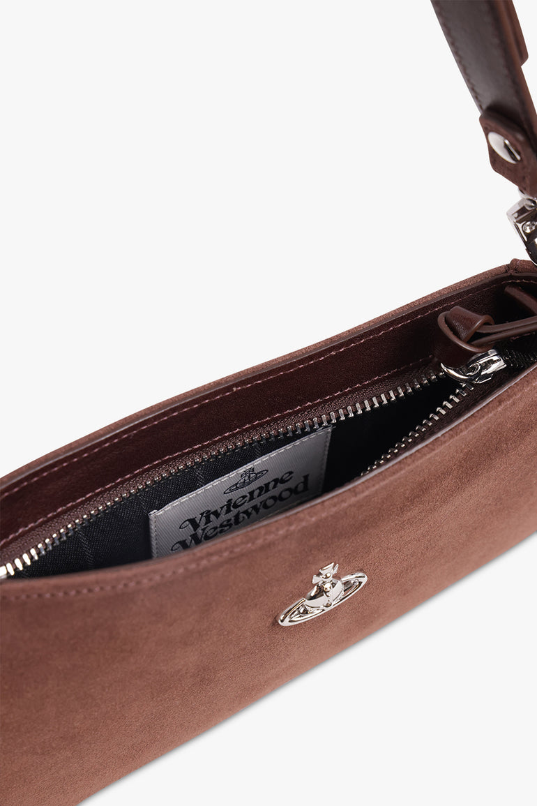VIVIENNE WESTWOOD BAGS BROWN / Chocolate Brown Tasha Suede Shoulder Bag | Chocolate Brown