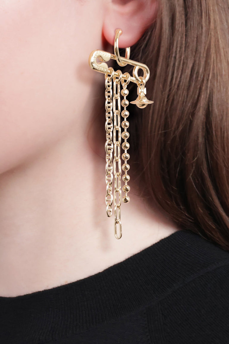VIVIENNE WESTWOOD JEWELLERY GOLD / Gold Ginetta Safety Pin Drop Earrings | Gold