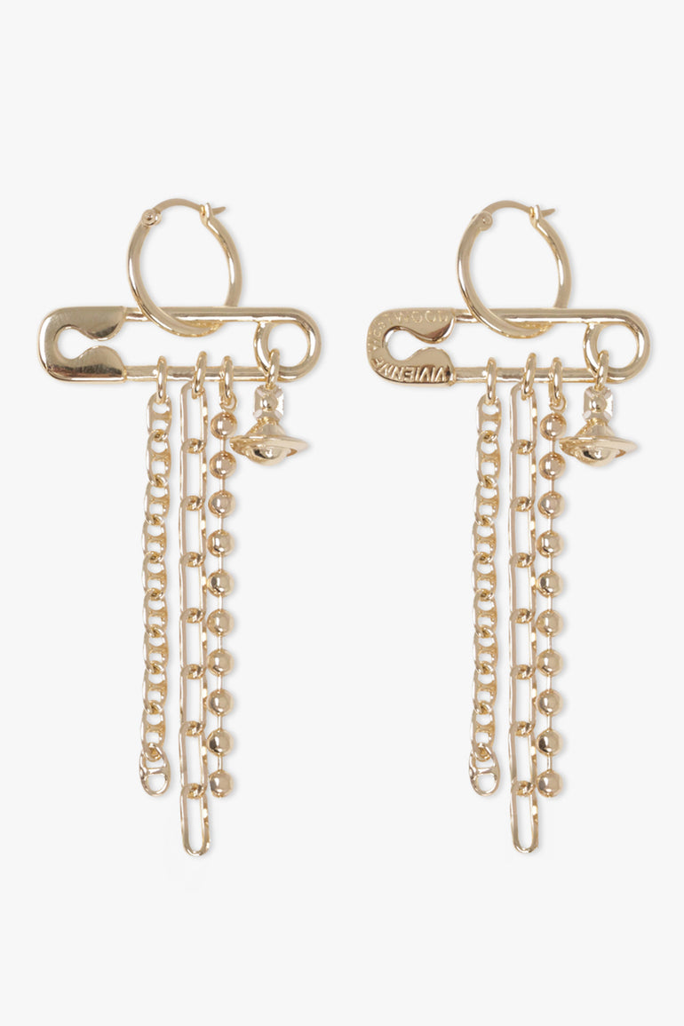 VIVIENNE WESTWOOD JEWELLERY GOLD / Gold Ginetta Safety Pin Drop Earrings | Gold
