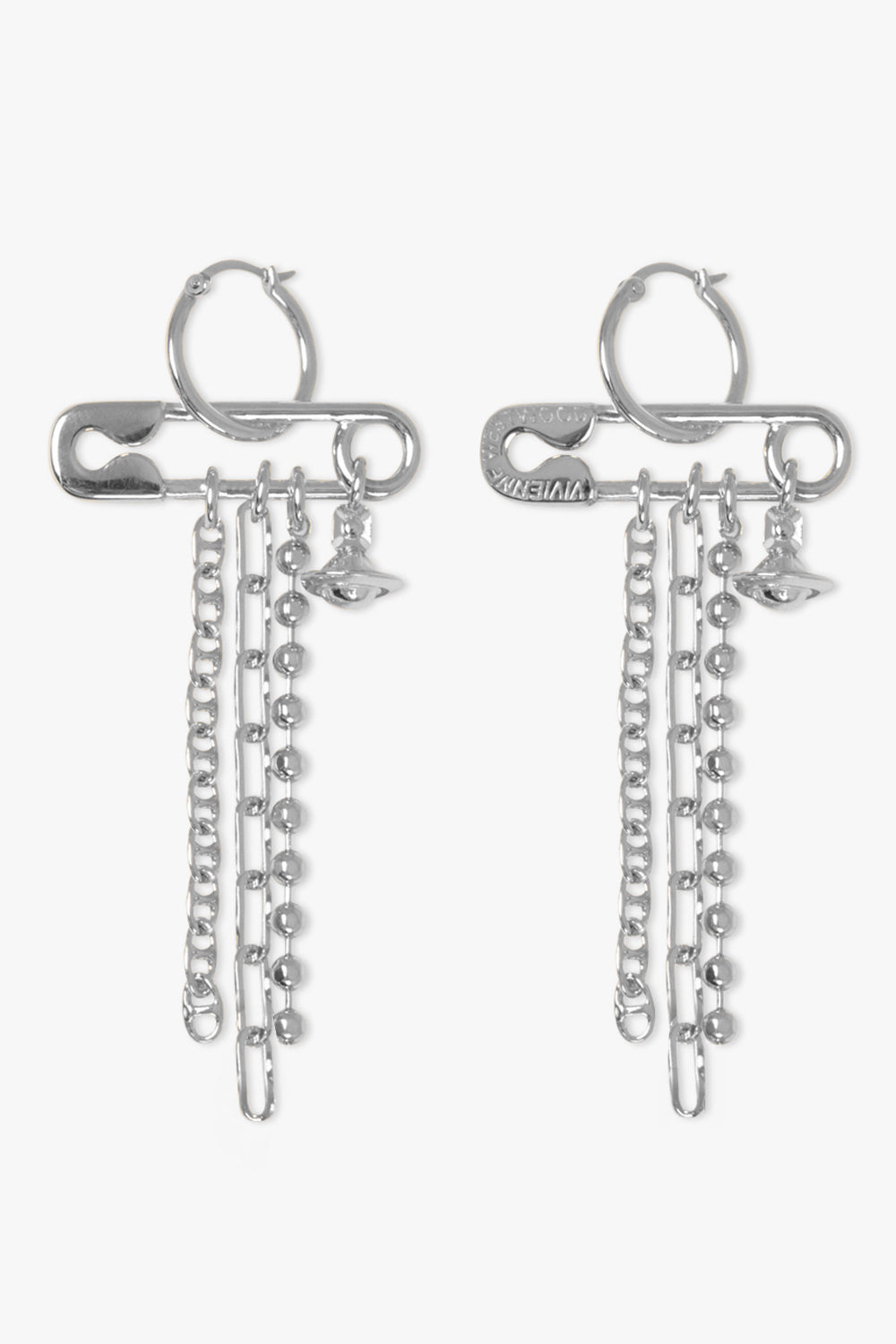 VIVIENNE WESTWOOD JEWELLERY SILVER / Silver Ginetta Safety Pin Drop Earrings | Silver