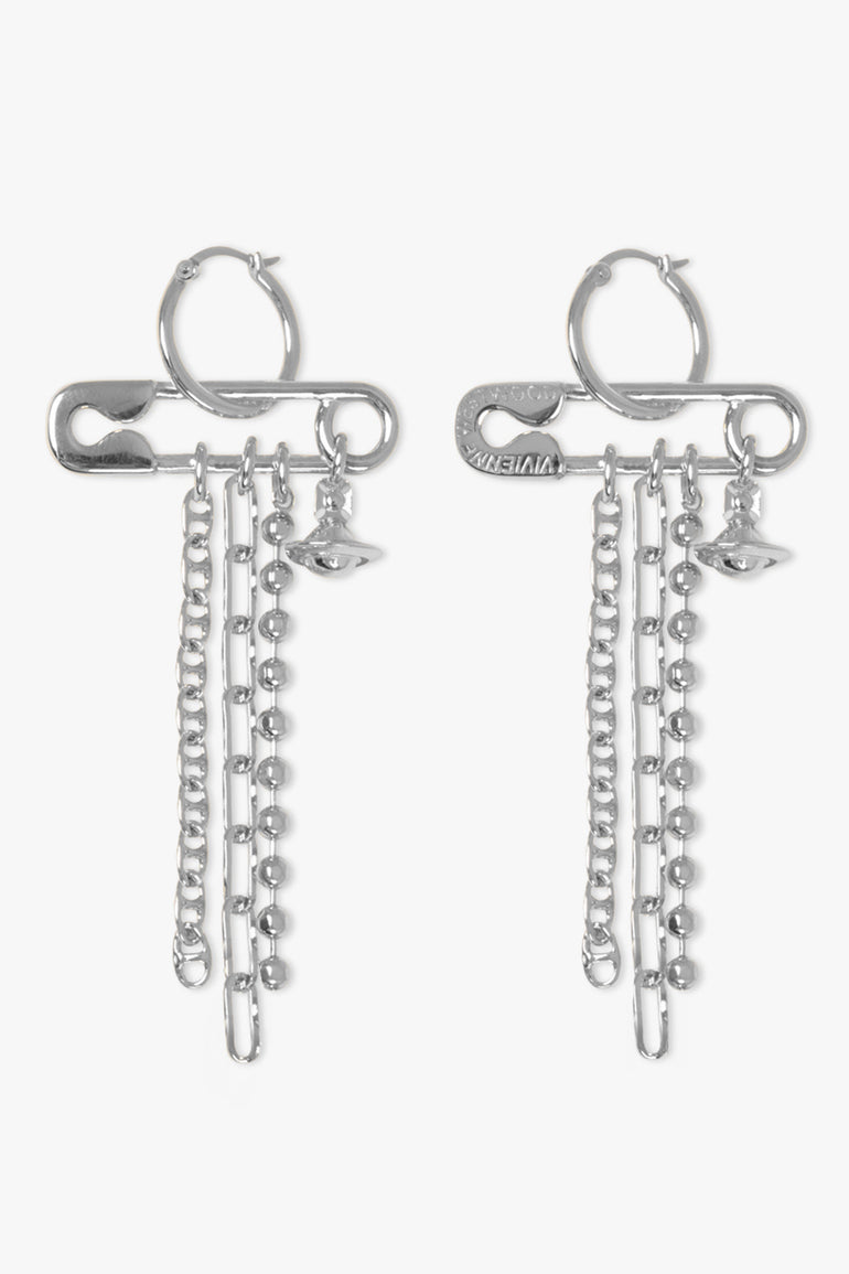 VIVIENNE WESTWOOD JEWELLERY SILVER / Silver Ginetta Safety Pin Drop Earrings | Silver