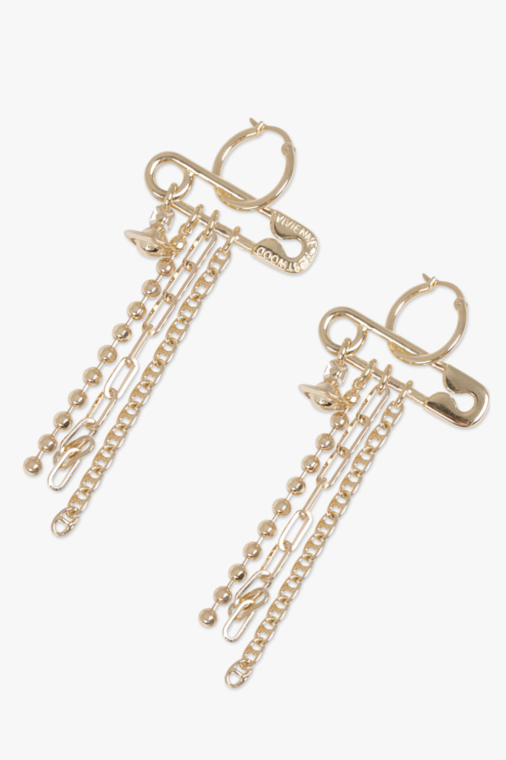VIVIENNE WESTWOOD JEWELLERY GOLD / Gold Ginetta Safety Pin Drop Earrings | Gold