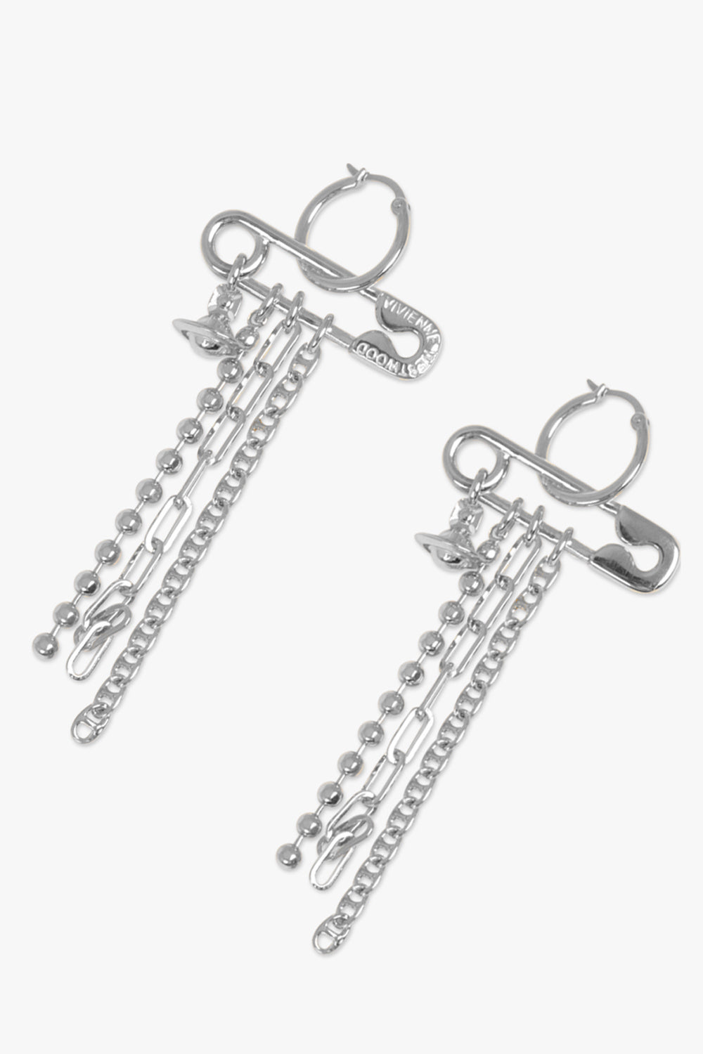 VIVIENNE WESTWOOD JEWELLERY SILVER / Silver Ginetta Safety Pin Drop Earrings | Silver